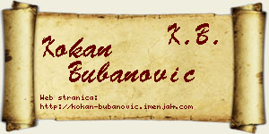 Kokan Bubanović vizit kartica